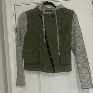 Mossimo Supply Co. Green and Gray Utility Jacket with Hood size small